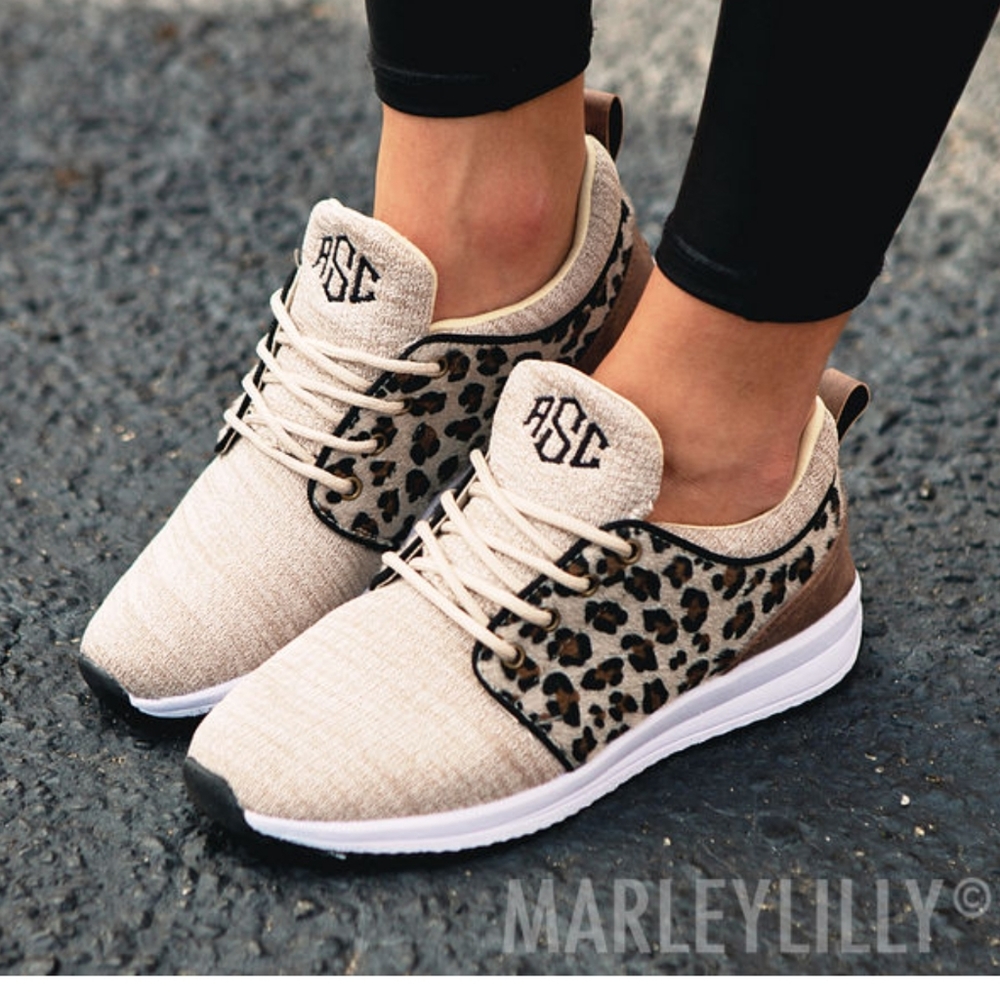 MARLEYLILLY Monogram Leopard Sneakers
